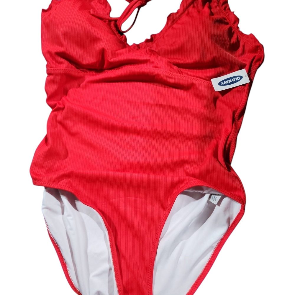 Old Navy Red and White One Piece Swimsuit